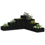 VidaXL Plantenbak 4-laags 80,5x79x36 cm massief grenenhout zwart