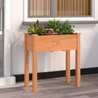 Vidaxl plantenbak met voering 71x37x76 cm massief vurenhout bruin