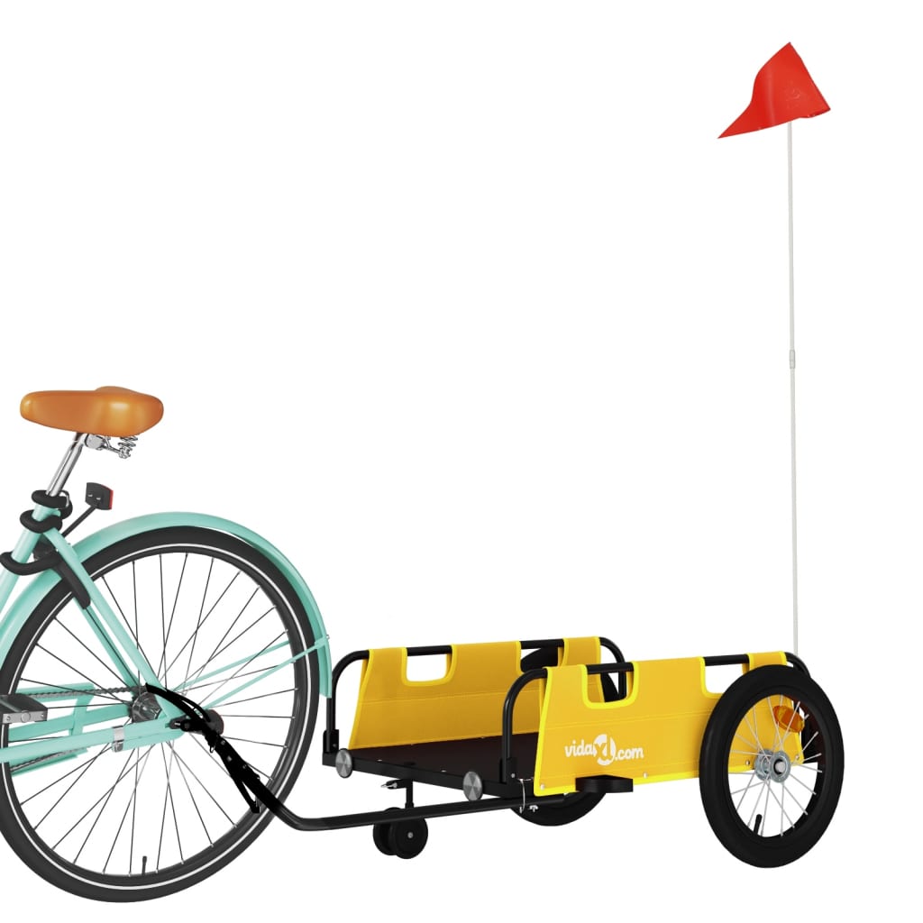 Vidaxl fietstrailer oxford stof en ijzer geel