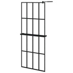 VidaXL Inloopdouchewand met schap 80x195 cm ESG-Glas aluminium zwart