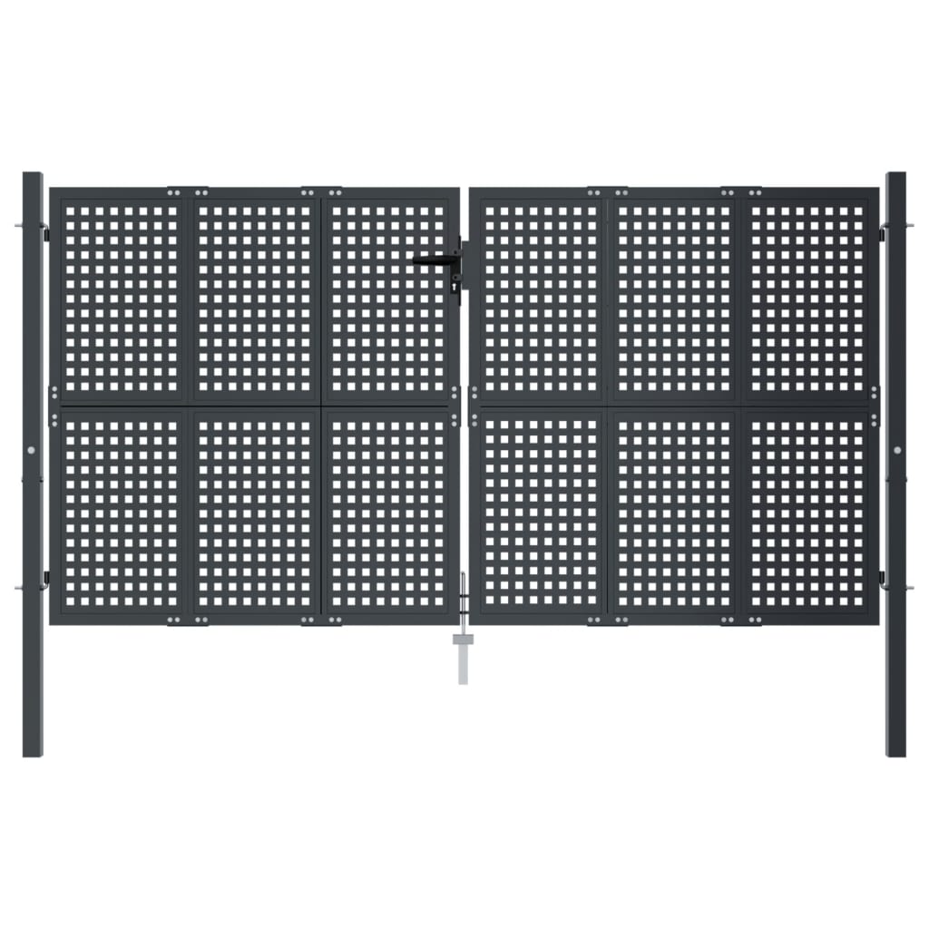 VidaXL Poort 300x175 cm staal antracietkleurig