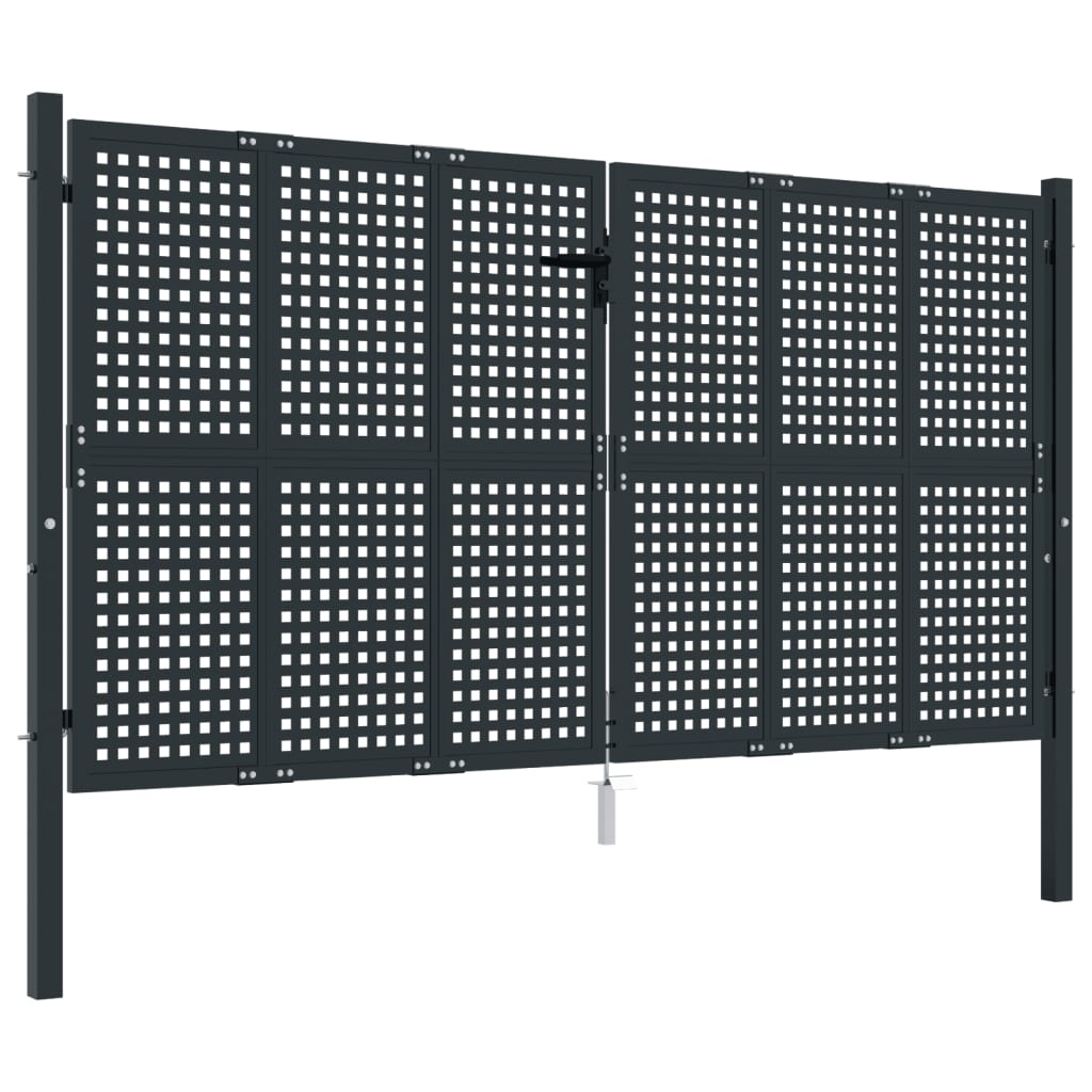 VidaXL Poort 300x150 cm staal antracietkleurig