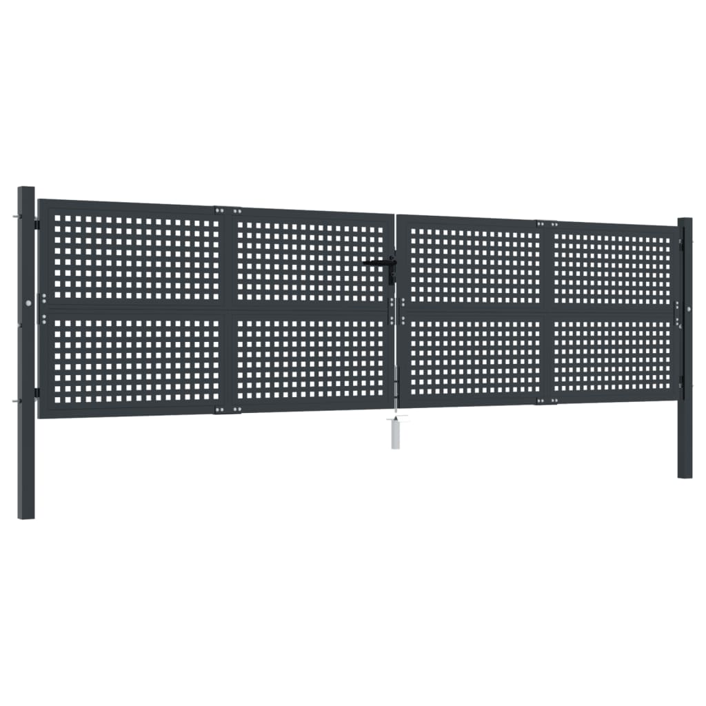 VidaXL Poort 400x125 cm staal antracietkleurig