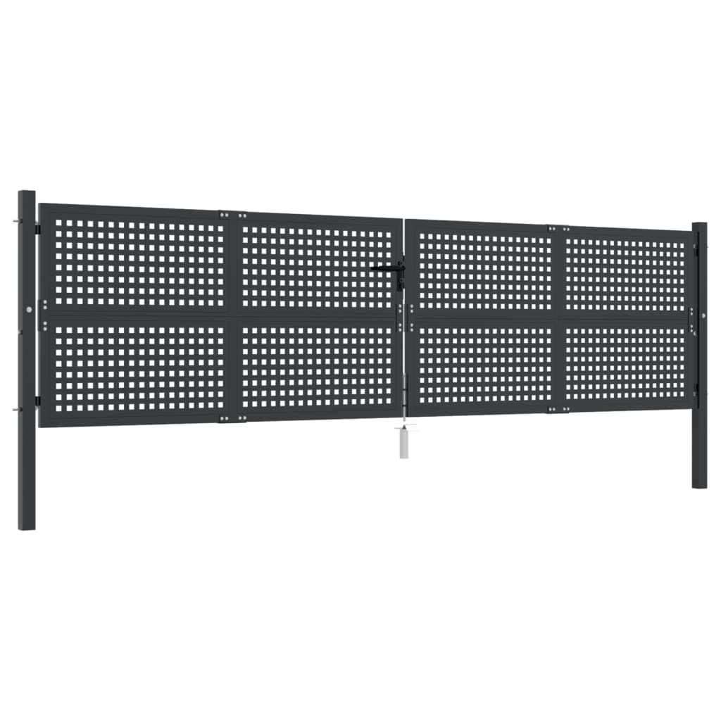 VidaXL Poort 400x150 cm staal antracietkleurig