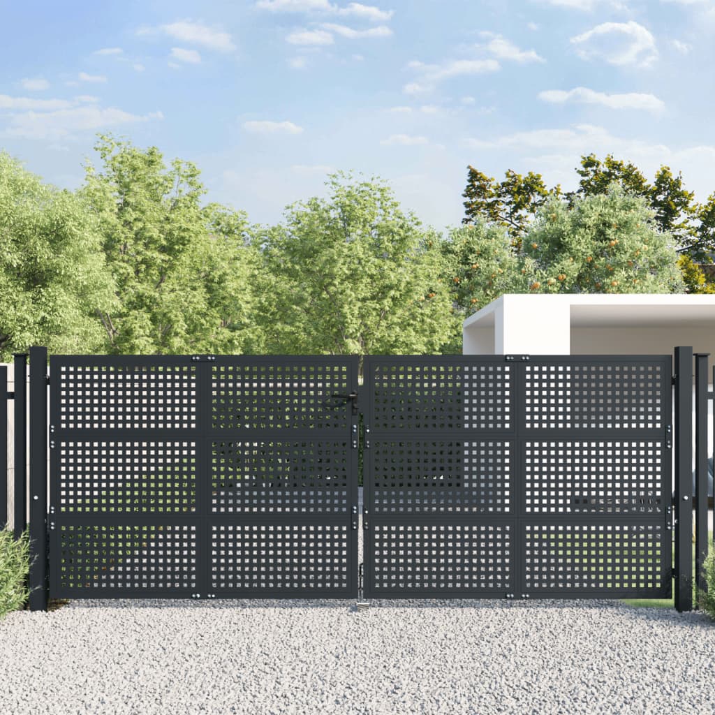 VidaXL Poort 400x200 cm staal antracietkleurig