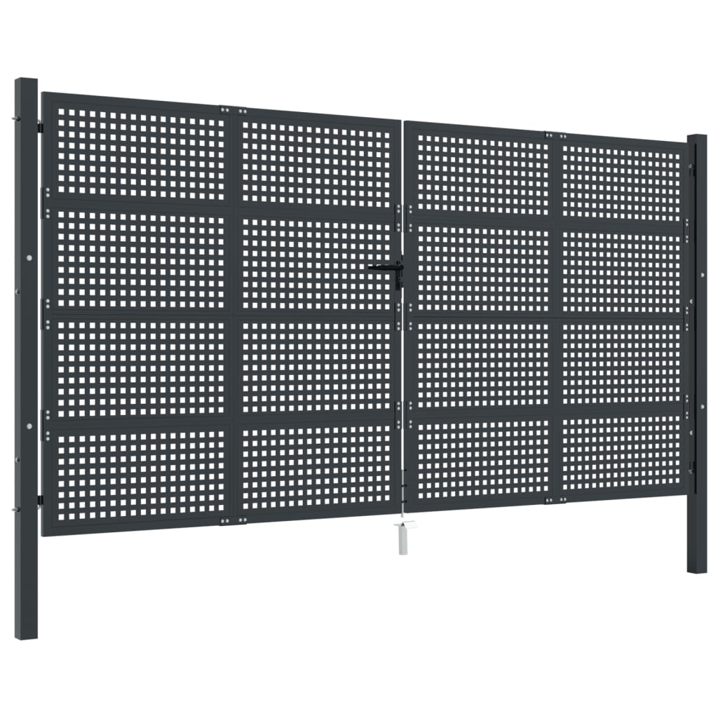 VidaXL Poort 400x225 cm staal antracietkleurig