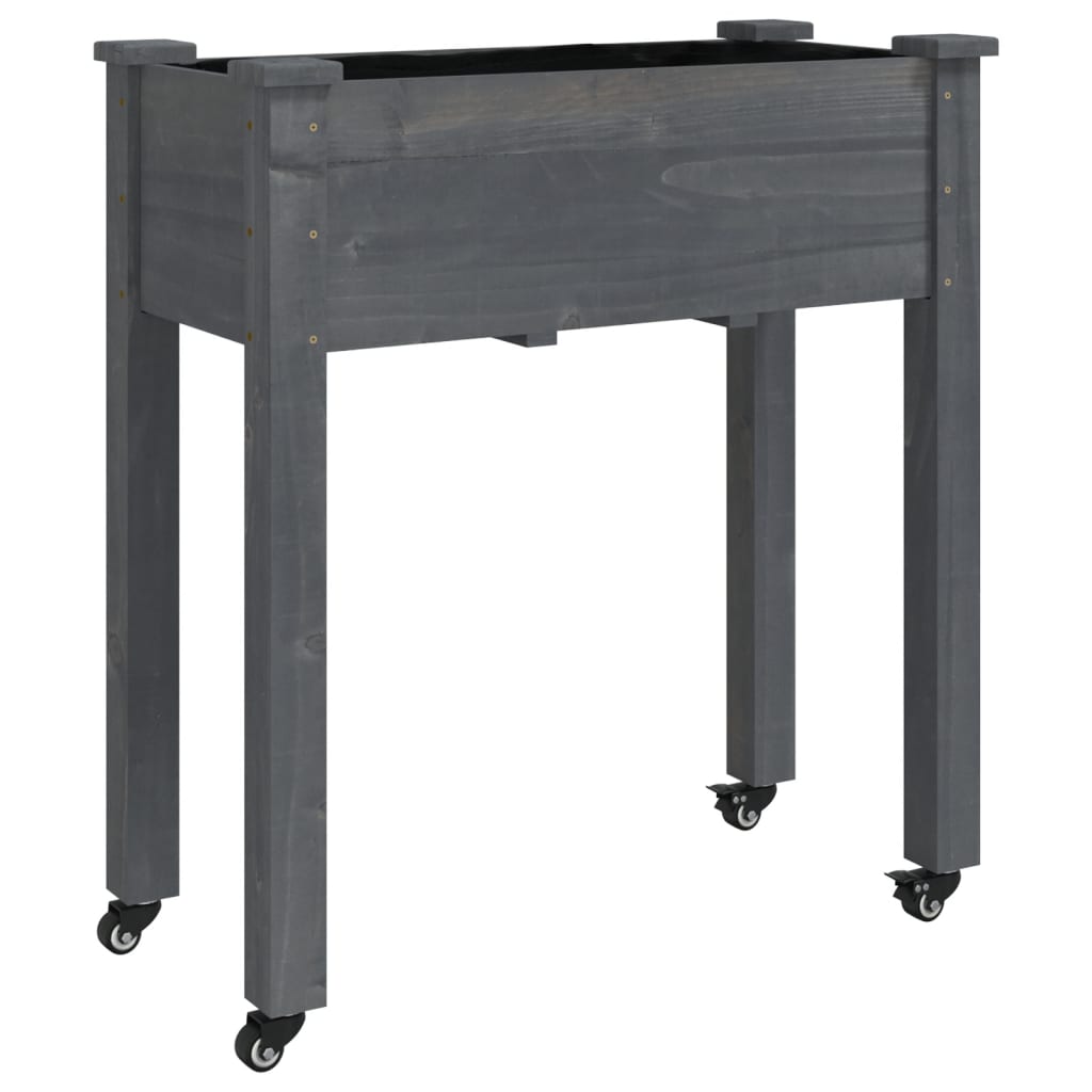 Vidaxl plantenbak op wieltjes 71x37x80 cm massief vurenhout
