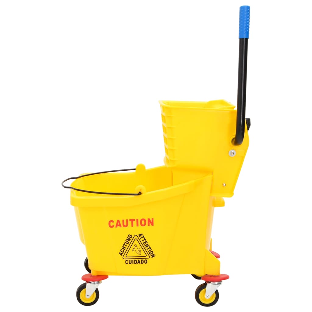 Vidaxl dweilemmer met wringer en wielen 36 l polypropeen geel