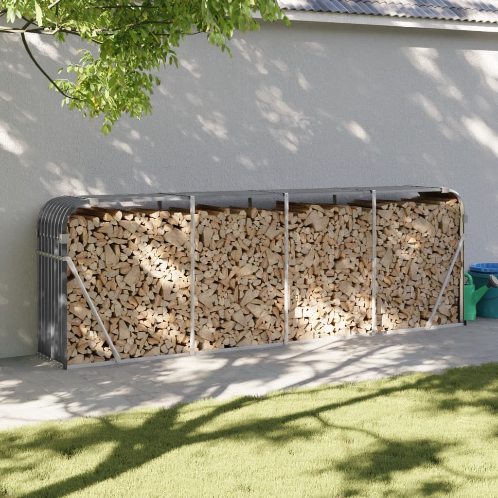 Vidaxl haardhoutopslag 300x45x100 cm gegalvaniseerd staal antraciet