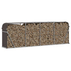 Vidaxl haardhoutopslag 300x45x100 cm gegalvaniseerd staal bruin