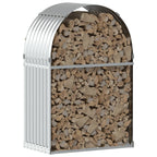 Vidaxl haardhoutopslag 80x45x120 cm gegalvaniseerd staal zilverkleurig