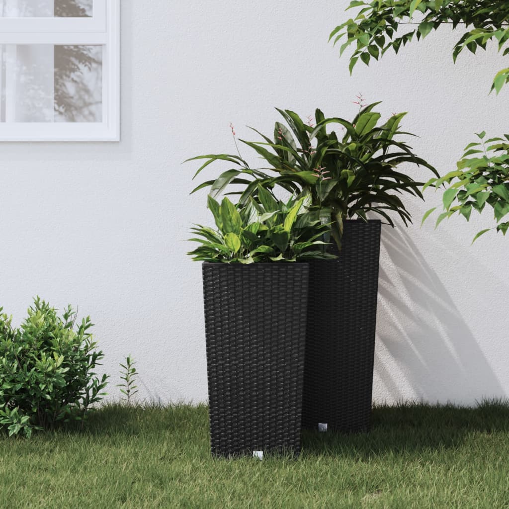 Vidaxl plantenbak uitneembare bak rattan-look 11 26,5 l pp antraciet