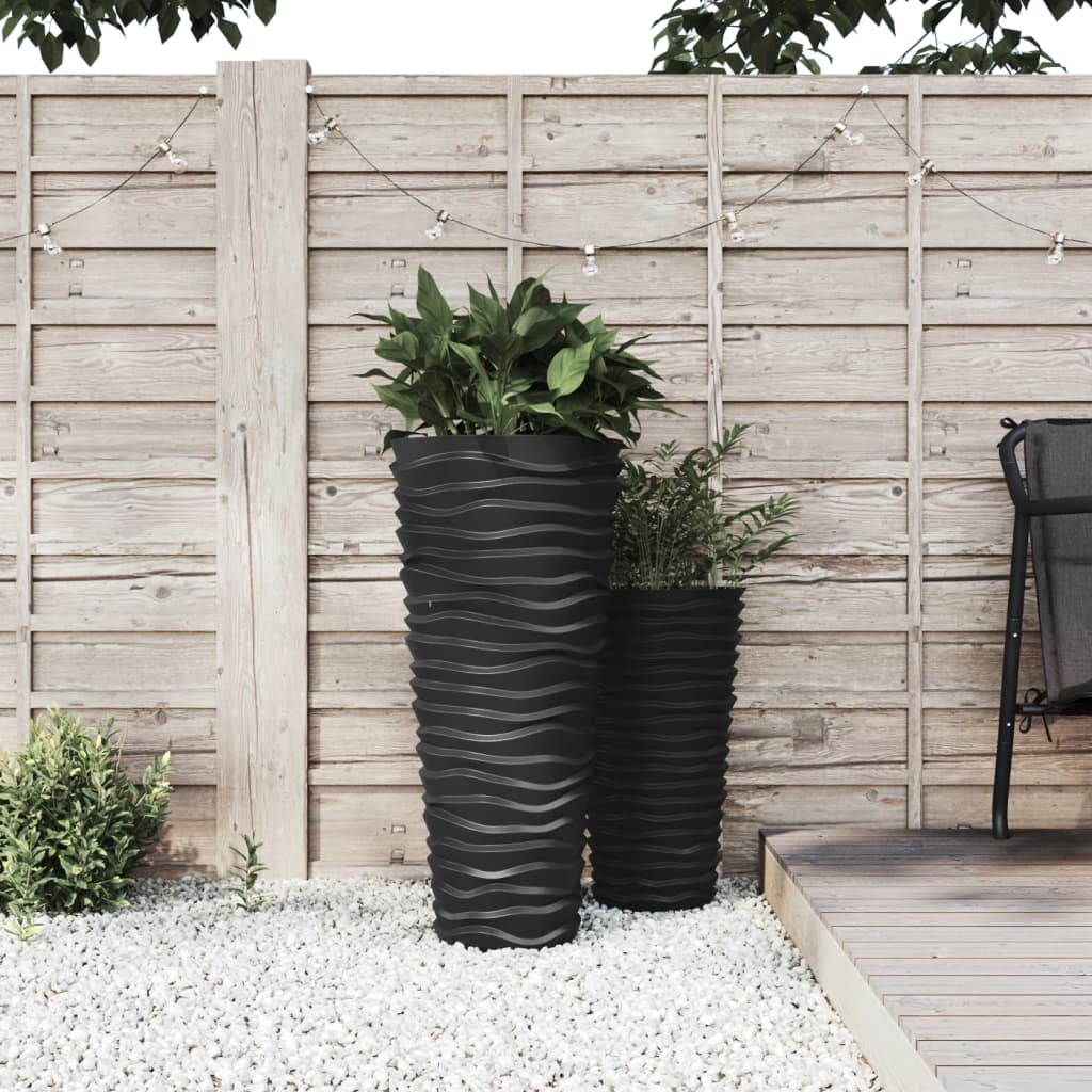 Vidaxl plantenbak met uitneembare bak geribbeld 18 45 l pp antraciet
