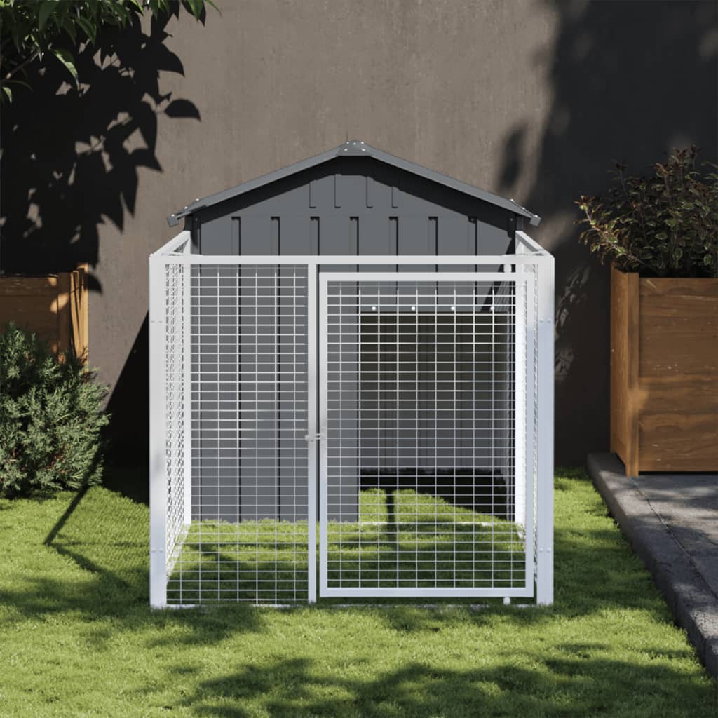 Vidaxl hondenhok met dak 117x201x123 cm gegalvaniseerd staal antraciet