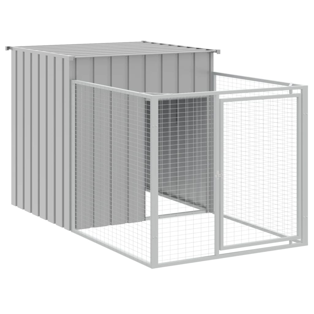 Vidaxl hondenhok met ren lichtgrijs 110x201x110 cm gegalvaniseerd staal