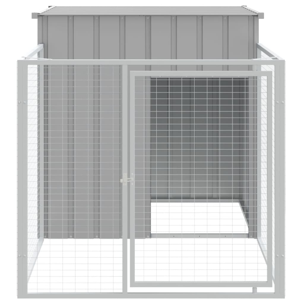 Vidaxl hondenhok met ren lichtgrijs 110x201x110 cm gegalvaniseerd staal