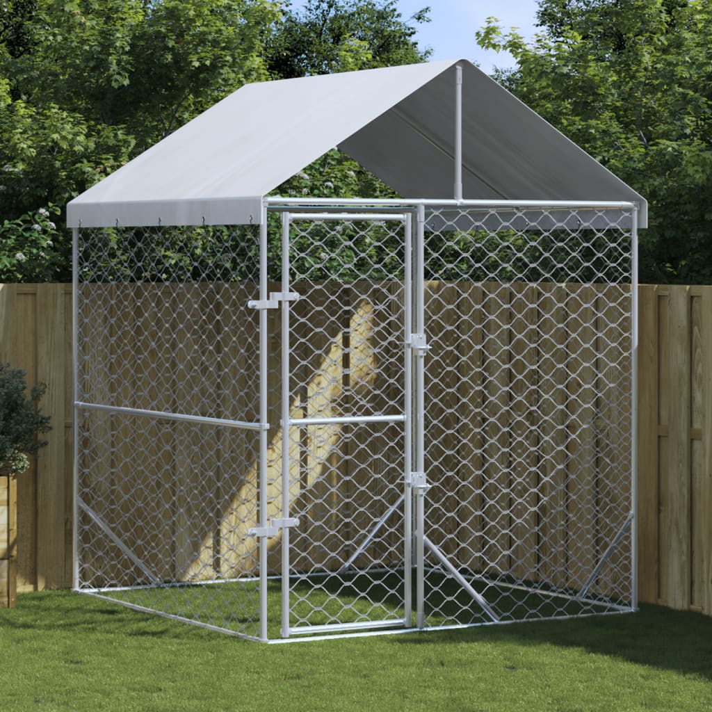 Vidaxl hondenkennel met dak 2x2x2,5 m gegalvaniseerd staal zilver