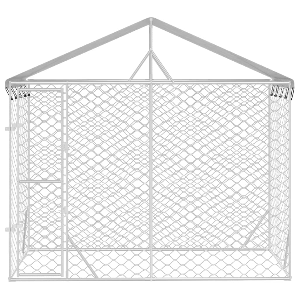 Vidaxl hondenkennel met dak 3x1,5x2,5 m gegalvaniseerd staal zilver
