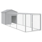 VidaXL Kippenhok met ren 117x405x123 cm staal lichtgrijs