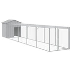 VidaXL Kippenhok met ren 117x609x123 cm staal lichtgrijs
