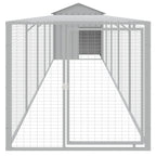 VidaXL Kippenhok met ren 117x609x123 cm staal lichtgrijs