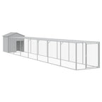 VidaXL Kippenhok met ren 117x813x123 cm staal lichtgrijs