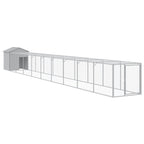 VidaXL Kippenhok met ren 117x1017x123 cm staal lichtgrijs