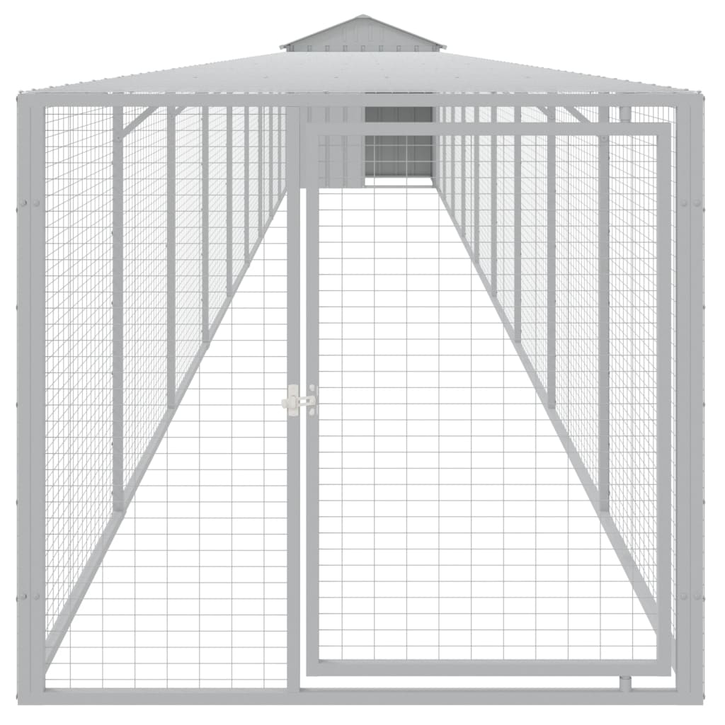 VidaXL Kippenhok met ren 117x1017x123 cm staal lichtgrijs