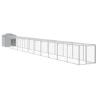 VidaXL Kippenhok met ren 117x1221x123 cm staal lichtgrijs