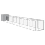 VidaXL Hondenhok met ren 110x1017x110 cm staal lichtgrijs