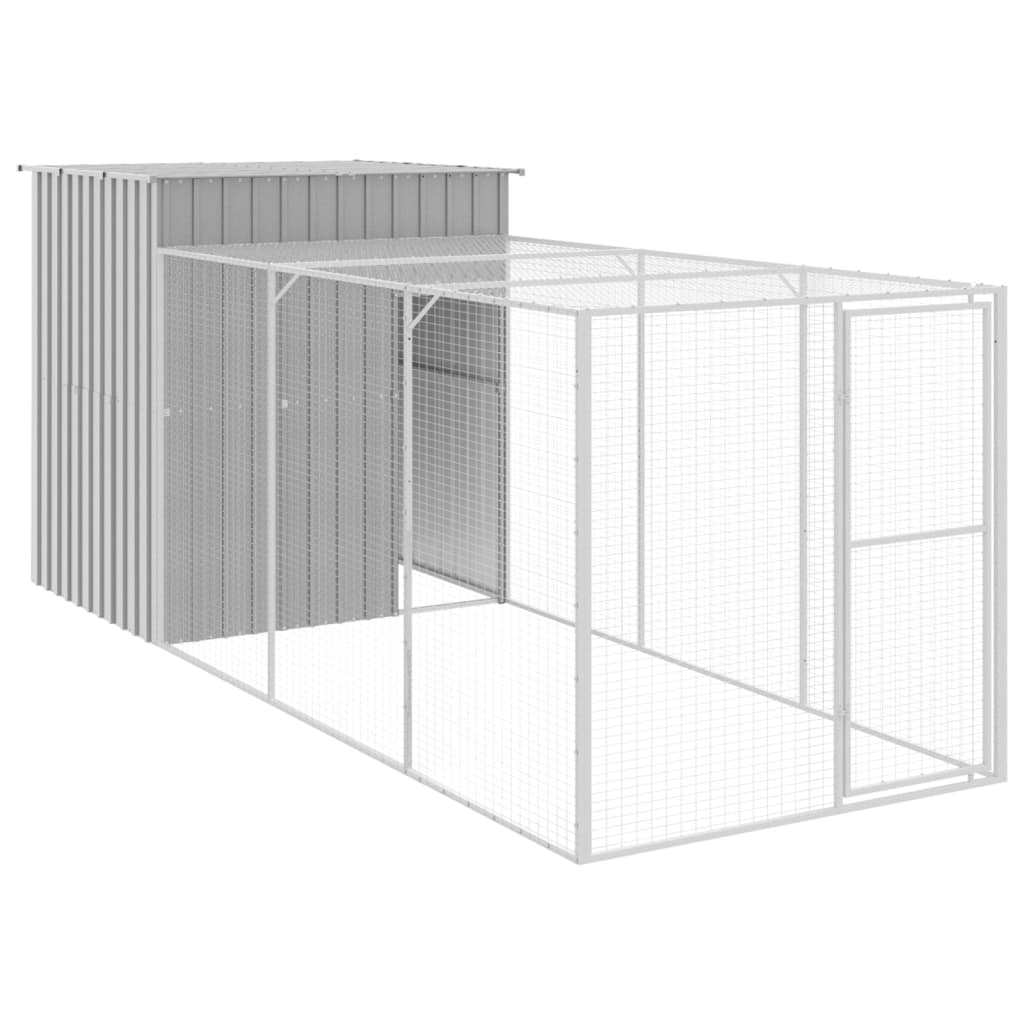 VidaXL Kippenhok met ren 165x455x181 cm staal lichtgrijs