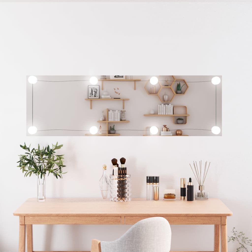 Vidaxl wandspiegel met led's rechthoekig 30x100 cm glas