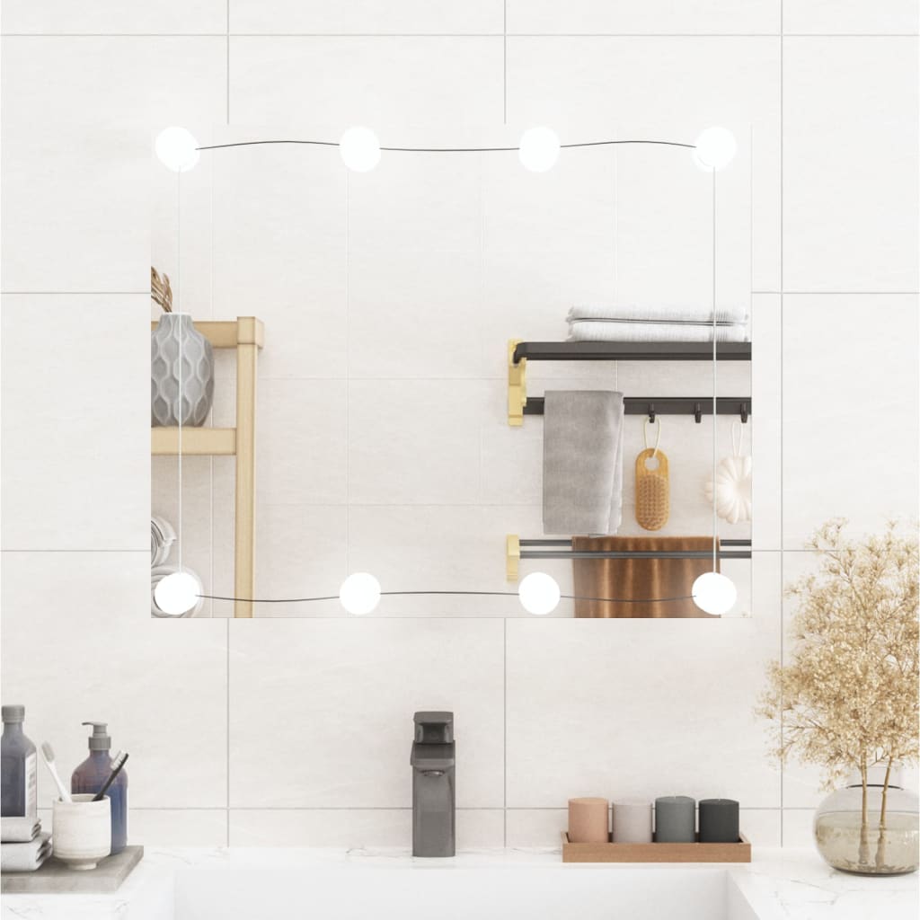Vidaxl wandspiegel met led's rechthoekig 50x60 cm glas