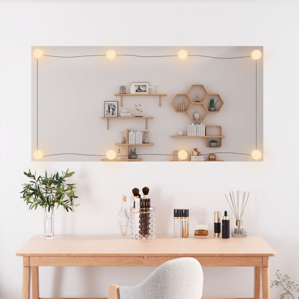 Vidaxl wandspiegel met led's rechthoekig 50x100 cm glas