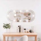 Vidaxl wandspiegel met led's ovaal 25x60 cm glas
