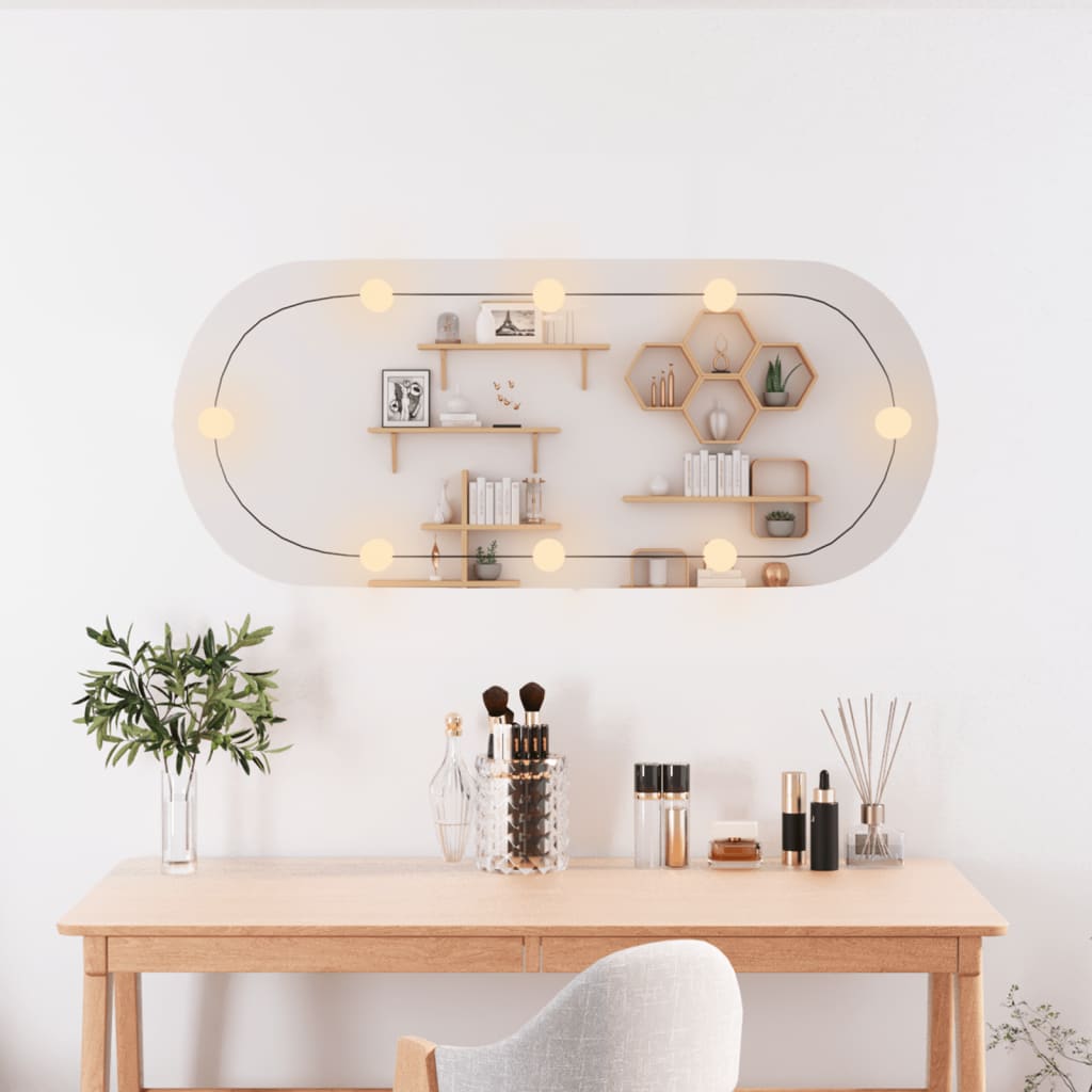 Vidaxl wandspiegel met led's ovaal 40x90 cm glas