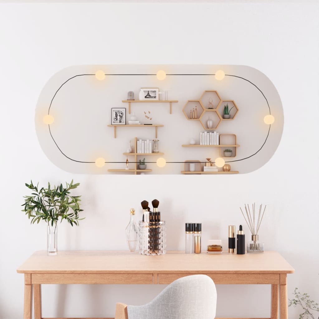 Vidaxl wandspiegel met led's ovaal 45x100 cm glas