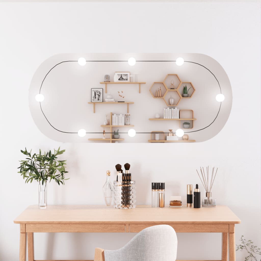 Vidaxl wandspiegel met led's ovaal 45x100 cm glas
