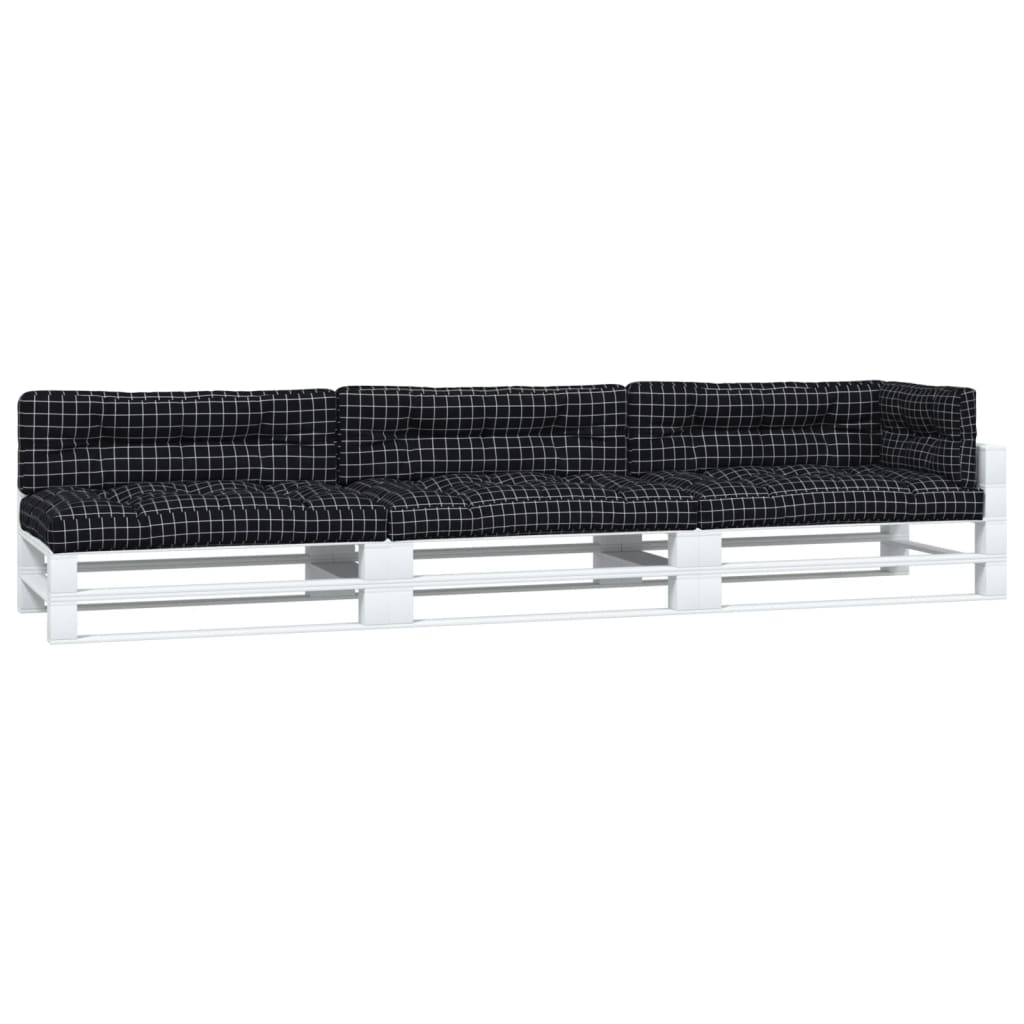 VidaXL Palletkussens 7 st stof ruitpatroon zwart