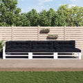 VidaXL Palletkussens 7 st stof ruitpatroon zwart