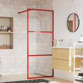 Vidaxl inloopdouchewand transparant 80x195 cm esg-glas rood