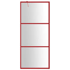 Vidaxl inloopdouchewand transparant 90x195 cm esg-glas rood
