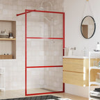 Vidaxl inloopdouchewand transparant 100x195 cm esg-glas rood