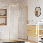 VidaXL Inloopdouchewand transparant 118x195 cm ESG-glas goudkleurig