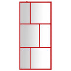Vidaxl inloopdouchewand transparant 80x195 cm esg-glas rood