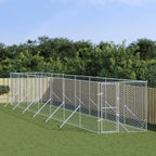 VidaXL Hondenkennel voor buiten 2x14x2 m gegalvaniseerd staal zilver