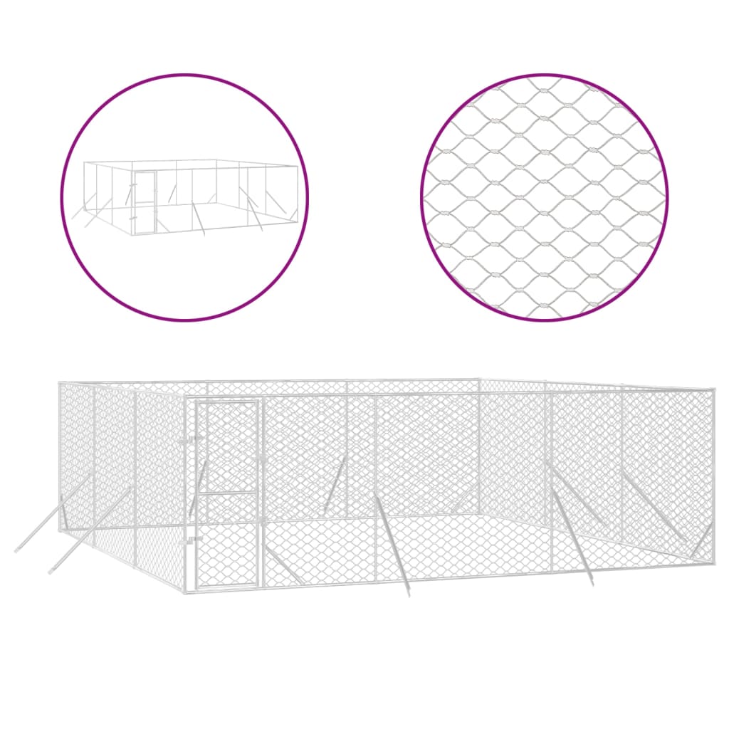 VidaXL Hondenkennel voor buiten 6x6x2 m gegalvaniseerd staal zilver