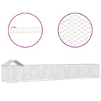 VidaXL Hondenkennel met dak 14x2x2,5 m gegalvaniseerd staal zilver