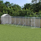VidaXL Hondenkennel met dak 2x14x2,5 m gegalvaniseerd staal zilver