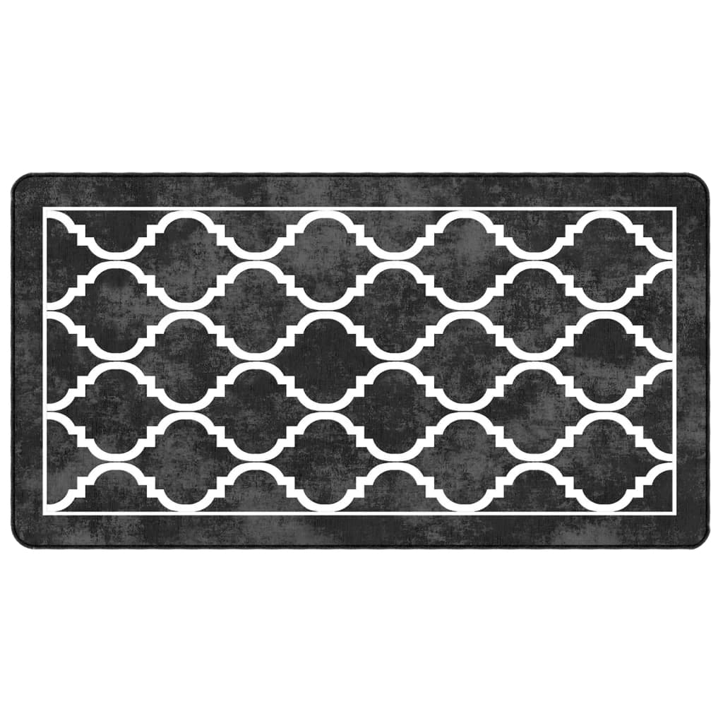 Vidaxl vloerkleed wasbaar 80x150 cm zwart en wit